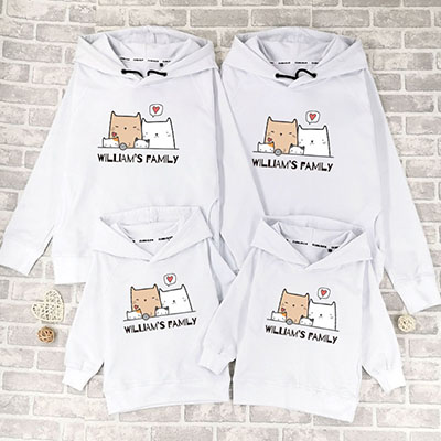 Bespoke Cat collection - Family /Kids Hooded Pullover Hoodies / Crew-neck Sweater / Bodysuits