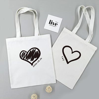 Bespoke Heart Shape with Custom Date and Name - Eco-Friendly Tote Bag