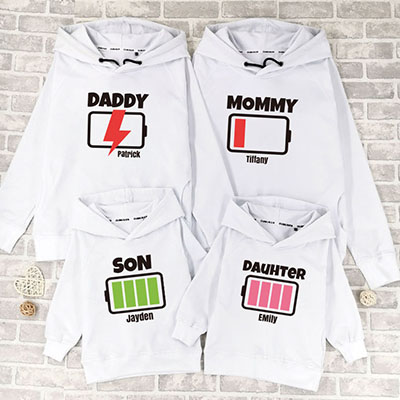 Bespoke Out of battery Family /Kids Hooded Pullover Hoodies / Crew-neck Sweater / Bodysuits