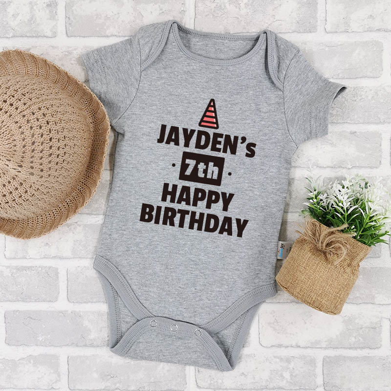 慶祝小孩生日 - 自訂嬰兒長袖/短袖哈衣/連身衣