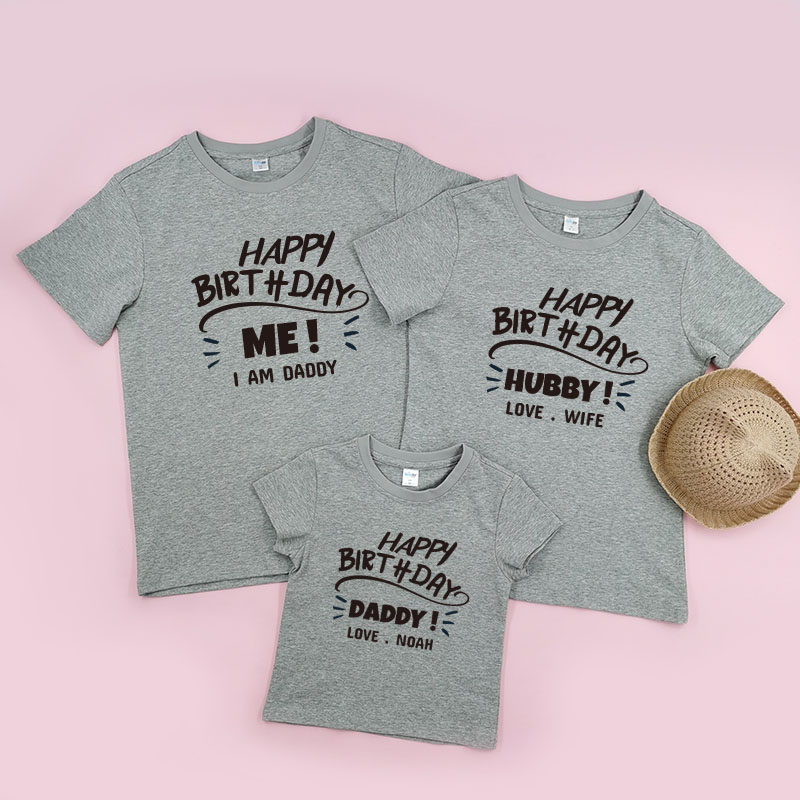 一家大細生日快樂 - 家庭親子T-Shirt/嬰兒連身衣