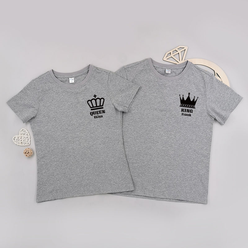 皇后及皇帝 - 自定名字情侶/男裝/女裝圓領T-Shirt