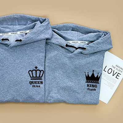 Bespoke King & Queen Custom Name - Couple - Hooded Pullover Hoodies / Crew-neck Sweater