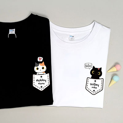 Bespoke Lovely Kitten Pocket Design - Couple / Kids T-Shirts