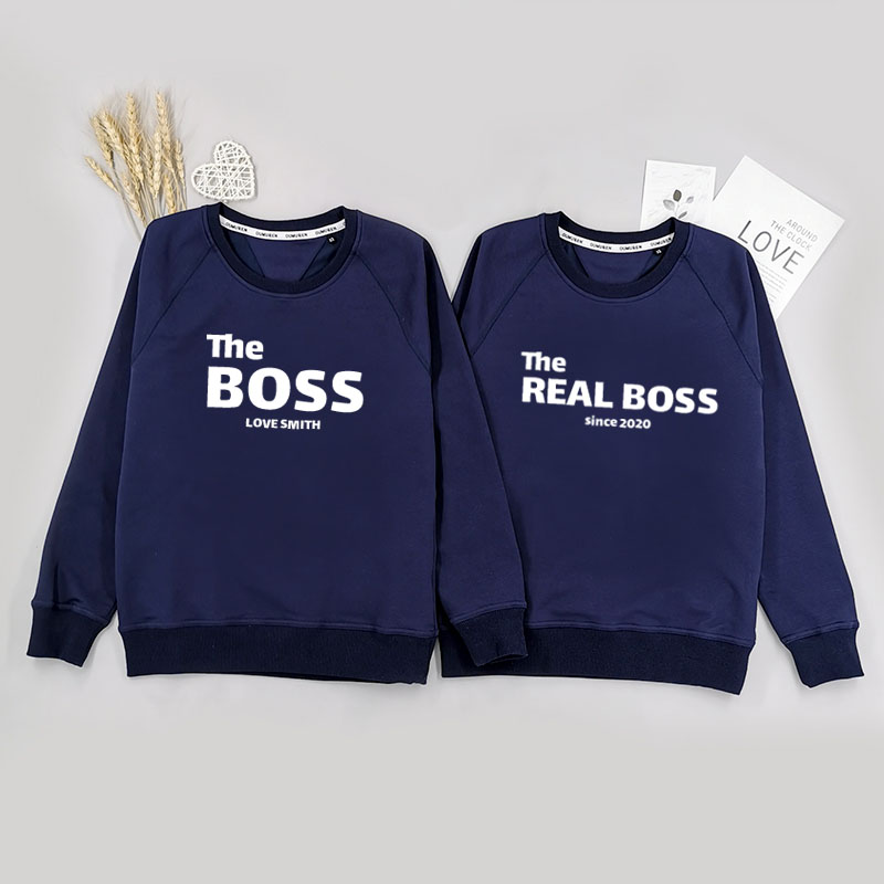 The Boss and The Real Boss - 情侶帶帽衛衣/圓領衛衣