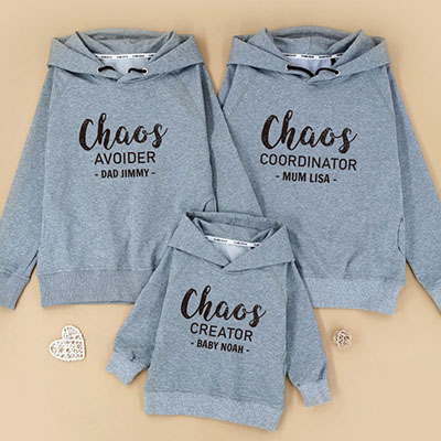 Bespoke Chaos family - Family /Kids Hooded Pullover Hoodies / Crew-neck Sweater / Bodysuits