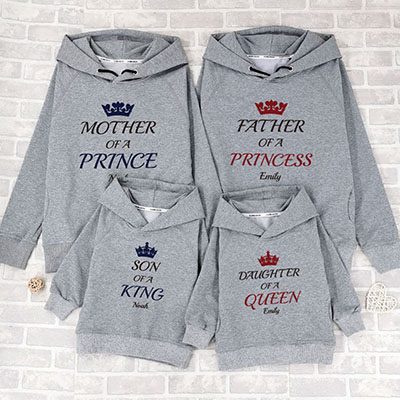 Bespoke Crown Family - Family /Kids Hooded Pullover Hoodies / Crew-neck Sweater / Bodysuits