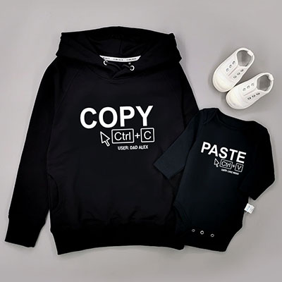 Bespoke Copy and paste - Family /Kids Hooded Pullover Hoodies / Crew-neck Sweater / Bodysuits