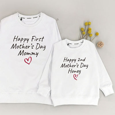 Bespoke Happy Mothers Day - Family /Kids Hooded Pullover Hoodies / Crew-neck Sweater / Bodysuits