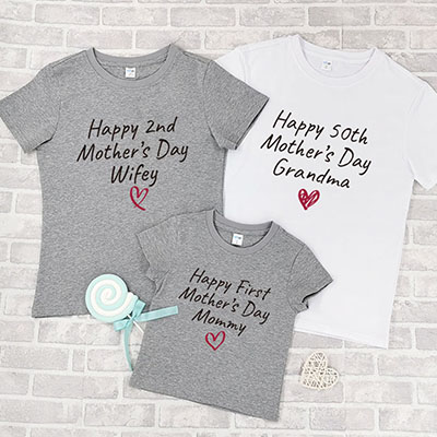 Bespoke Happy Mothers Day - Family / Adults / Kids T-Shirts / Baby Bodysuits