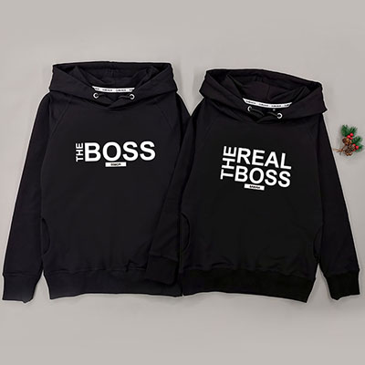 Bespoke The real boss - Couple Hooded Pullover Hoodies / Crew-neck Sweater
