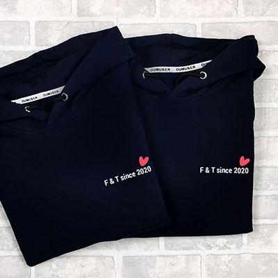 Bespoke Heart and Love Date - Couple Hooded Pullover Hoodies / Crew-neck Sweater
