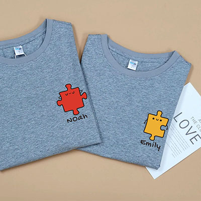 Bespoke Puzzle Match & Names - Couple / Men / Women T-Shirts