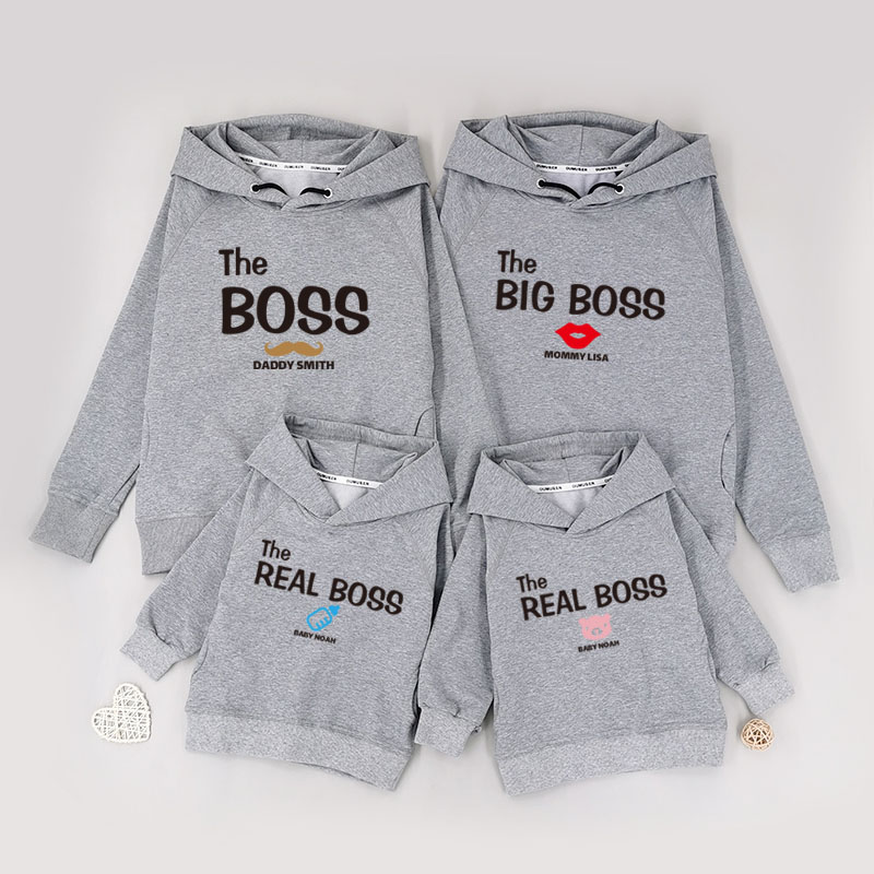 The Real Boss - 自定家庭親子帶帽衛衣/圓領衛衣/嬰兒連身衣