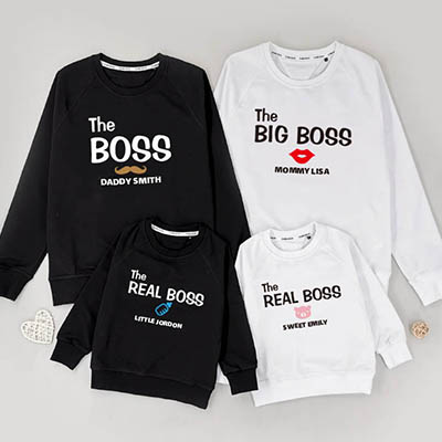 Bespoke The real boss - Family /Kids Hooded Pullover Hoodies / Crew-neck Sweater / Bodysuits