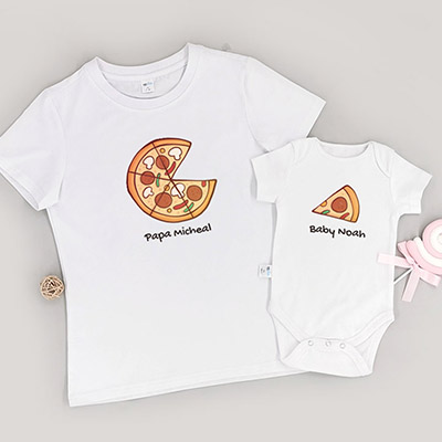 Bespoke Pizza Papa and Baby - Family / Adults / Kids T-Shirts / Baby Bodysuits