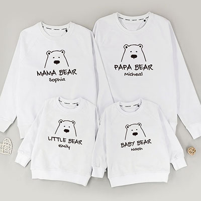 Bespoke Family Bear Simple - Family /Kids Hooded Pullover Hoodies / Crew-neck Sweater / Bodysuits