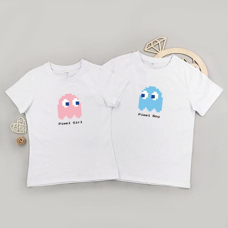 食鬼一對 - 情侶/男裝/女裝圓領T-Shirt