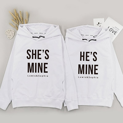 Bespoke She/He is Mine - Couple Hooded Pullover Hoodies / Crew-neck Sweater