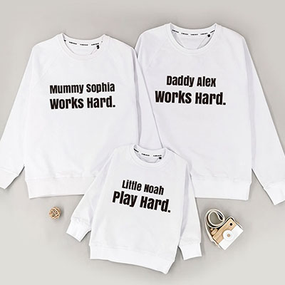 Bespoke Work hard play hard - Family / Kids - Hooded Pullover Hoodies / Crew-neck Sweater