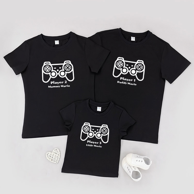 遊戲機手制 - 自定家庭親子T-Shirt/嬰兒連身衣