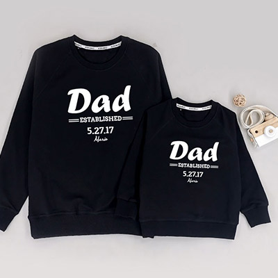Bespoke Father Established - Family /Kids Hooded Pullover Hoodies / Crew-neck Sweater / Bodysuits