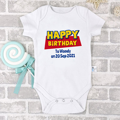 Bespoke Toy Story Happy Birthday - Kids / Toddler - Baby Bodysuit Long-sleeved / Short-sleeved