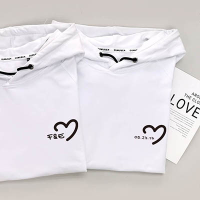 Bespoke Love Heart on Chest - Couple Hooded Pullover Hoodies / Crew-neck Sweater