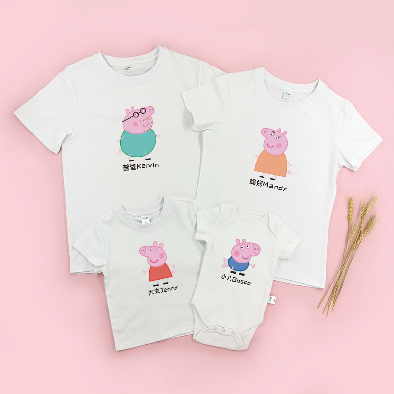 Peppa Pig 家庭彩色卡通 -家庭親子T-Shirt/嬰兒連身衣