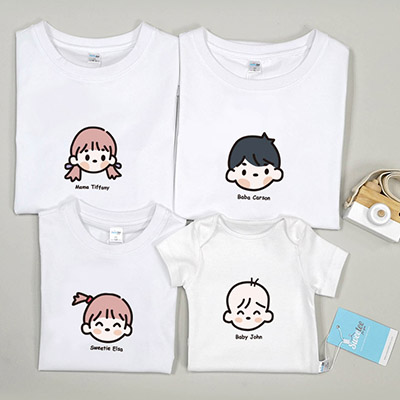 Bespoke Cartoon Family - Family / Adults / Kids T-Shirts / Baby Bodysuits