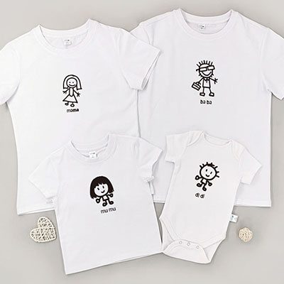 Bespoke Kids Hand Drawn Family - Family / Adults / Kids T-Shirts / Baby Bodysuits