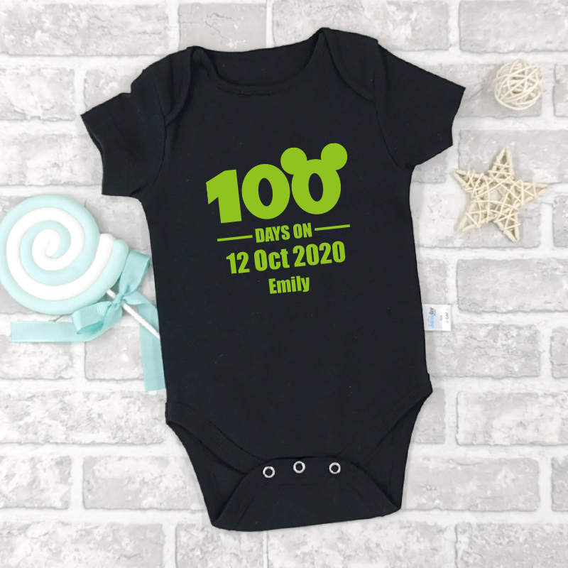 100日慶祝米奇版 - 自訂嬰兒長袖/短袖哈衣/連身衣