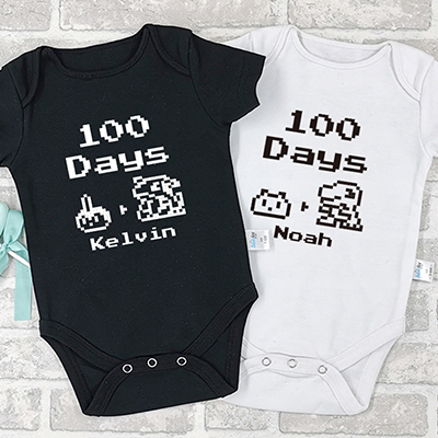 Bespoke 100 Days Digi-Monster Celebration - Baby Bodysuit Long-sleeved / Short-sleeved