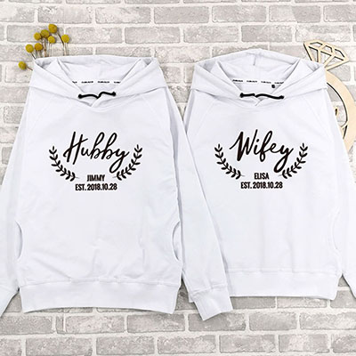 Bespoke Hubby and wifey grass - Couple - Hooded Pullover Hoodies / Crew-neck Sweater
