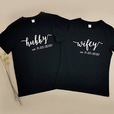 Bespoke Hubby & Wify Wedding / Love Anniversary Design - Couple / Men / Women T-Shirts