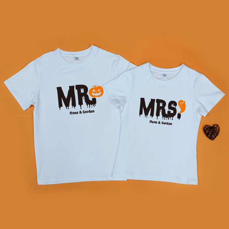 萬聖節先生和太太 - 情侶/男裝/女裝圓領T-Shirt