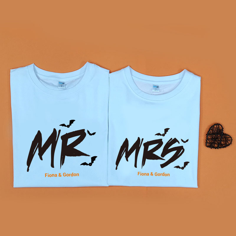萬聖節先生和太太 設計2 - 情侶/男裝/女裝圓領T-Shirt