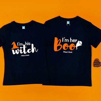 Bespoke Halloween Witch and Boo - Couple / Men / Women T-Shirts