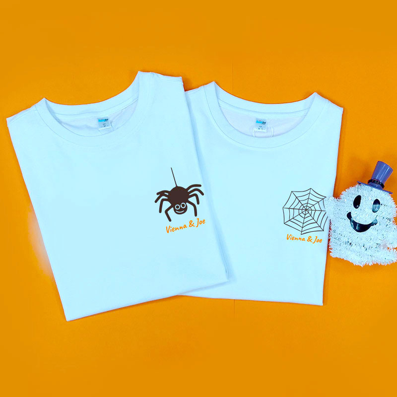 蜘蛛和蜘蛛網愛侶 - 情侶/男裝/女裝圓領T-Shirt