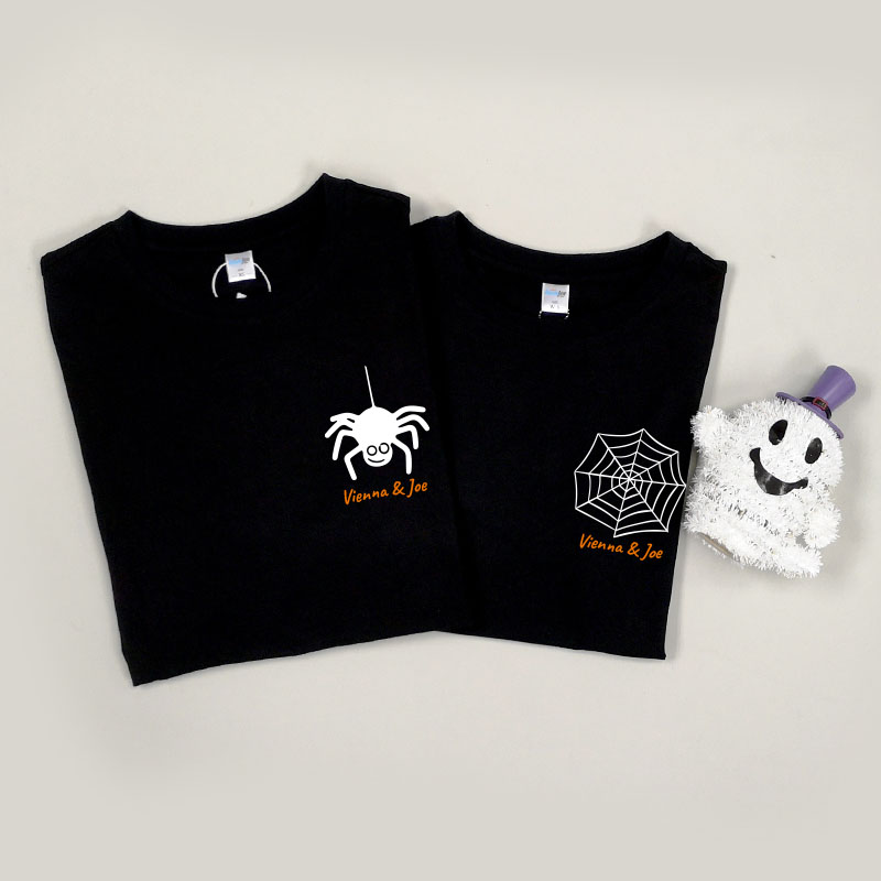 蜘蛛和蜘蛛網愛侶 - 情侶/男裝/女裝圓領T-Shirt