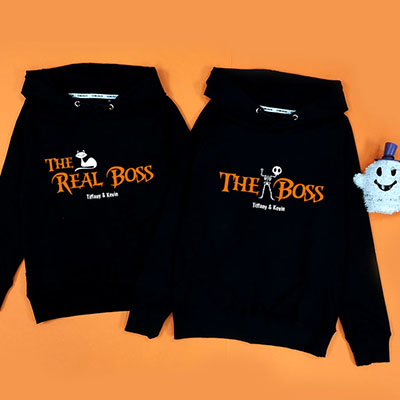Bespoke The Real Boss Halloween - Couple Hooded Pullover Hoodies / Crew-neck Sweater