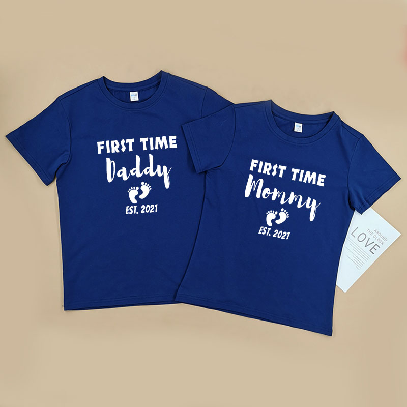 第一次成為爸爸媽媽 設計1 -家庭親子T-Shirt/嬰兒連身衣