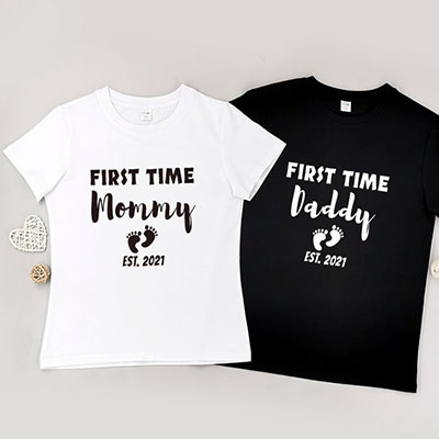 Bespoke First Time Mommy and Daddy Design 1 - Family / Adults / Kids T-Shirts / Baby Bodysuits