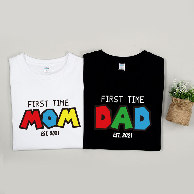 第一次成為爸爸媽媽 遊戲版 -家庭親子T-Shirt/嬰兒連身衣