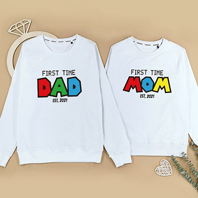 Bespoke First Time Mommy and Daddy Game Version - Family /Kids Hooded Pullover Hoodies / Crew-neck Sweater / Bodysuits