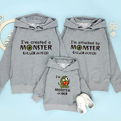 Bespoke Create a monster - Family /Kids Hooded Pullover Hoodies / Crew-neck Sweater / Bodysuits