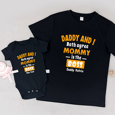 Bespoke Both Agree Mommy is The Boss - Family / Adults / Kids T-Shirts / Baby Bodysuits
