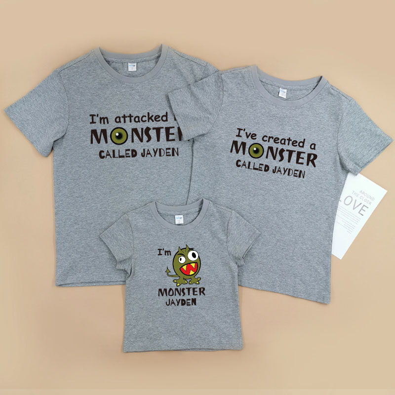 我創造了一隻怪獸 - 自定家庭親子T-Shirt/嬰兒連身衣