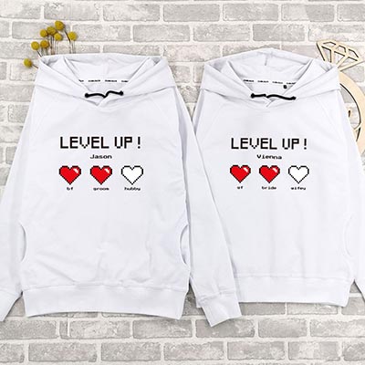 Bespoke Levelup - Couple Hooded Pullover Hoodies / Crew-neck Sweater