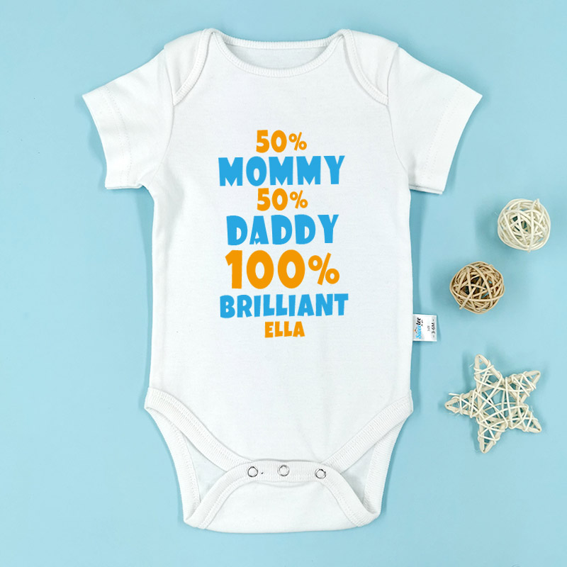 Mommy 50% Daddy 50% - 嬰兒長袖/短袖哈衣/連身衣